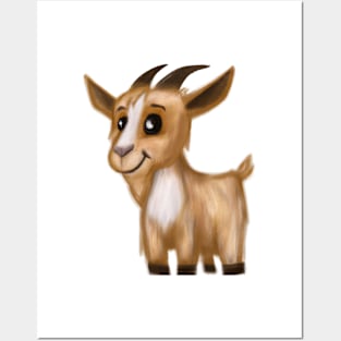 Cute Goat Drawing Posters and Art